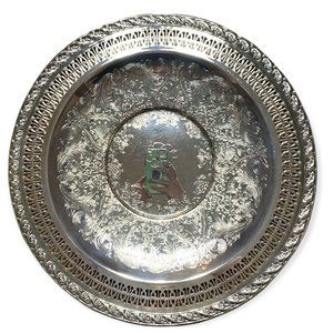 International Silver Company Serving Platter Tray 12” Floral Pattern Polished